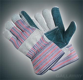 Pack of 12 Galeton 2414-XL Heavy Shoulder Leather Double Palm Gloves X-Large Safety Cuff Green Stripe 